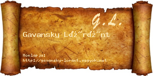 Gavansky Lóránt névjegykártya